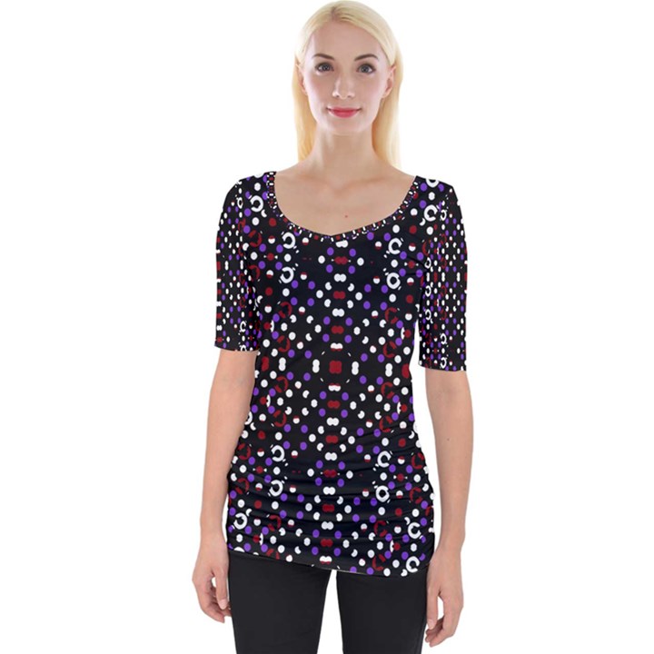 Futuristic Geometric Pattern Wide Neckline Tee