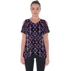 Futuristic Geometric Pattern Cut Out Side Drop Tee