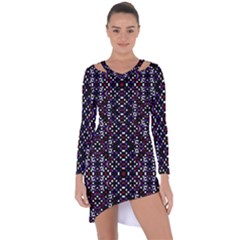 Futuristic Geometric Pattern Asymmetric Cut-out Shift Dress by dflcprints