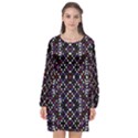 Futuristic Geometric Pattern Long Sleeve Chiffon Shift Dress  View1