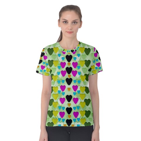 Summer Time In Lovely Hearts Women s Cotton Tee by pepitasart