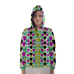 Summer Time In Lovely Hearts Hooded Wind Breaker (women) by pepitasart