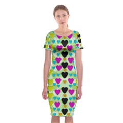 Summer Time In Lovely Hearts Classic Short Sleeve Midi Dress by pepitasart