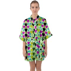 Summer Time In Lovely Hearts Quarter Sleeve Kimono Robe by pepitasart