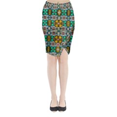 Rainbow Flowers And Decorative Peace Midi Wrap Pencil Skirt by pepitasart