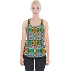 Rainbow Flowers And Decorative Peace Piece Up Tank Top