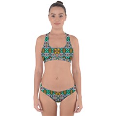 Rainbow Flowers And Decorative Peace Cross Back Hipster Bikini Set by pepitasart