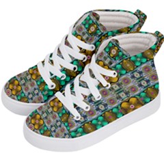 Rainbow Flowers And Decorative Peace Kid s Hi-top Skate Sneakers