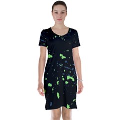 Dark Splatter Abstract Short Sleeve Nightdress by dflcprints