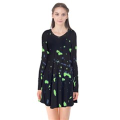 Dark Splatter Abstract Flare Dress by dflcprints