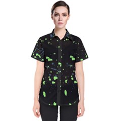 Dark Splatter Abstract Women s Short Sleeve Shirt