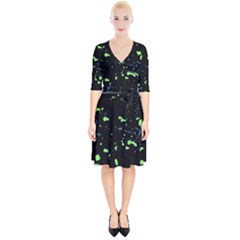 Dark Splatter Abstract Wrap Up Cocktail Dress by dflcprints