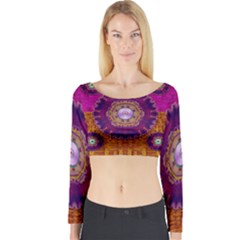 Viva Summer Time In Fauna Long Sleeve Crop Top