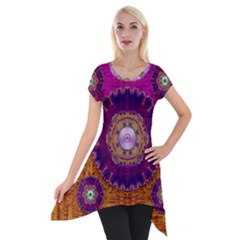 Viva Summer Time In Fauna Short Sleeve Side Drop Tunic