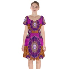 Viva Summer Time In Fauna Short Sleeve Bardot Dress