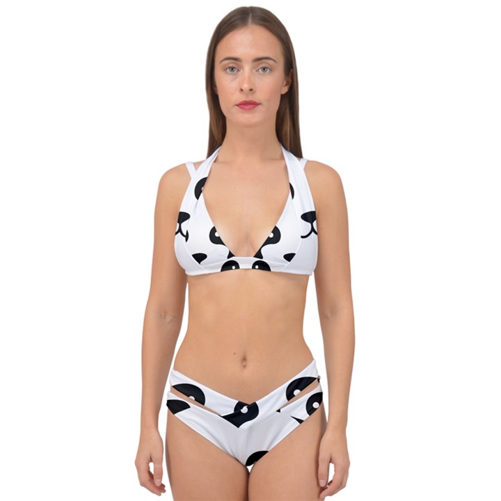 Panda  Double Strap Halter Bikini Set