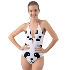 Panda  Halter Cut-out One Piece Swimsuit