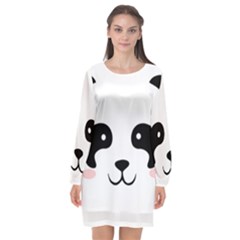 Panda  Long Sleeve Chiffon Shift Dress  by Valentinaart