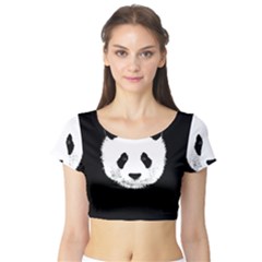 Panda  Short Sleeve Crop Top by Valentinaart