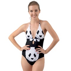 Panda  Halter Cut-out One Piece Swimsuit