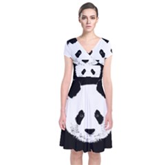 Panda  Short Sleeve Front Wrap Dress by Valentinaart