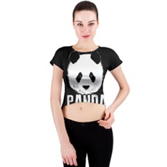 Panda  Crew Neck Crop Top by Valentinaart