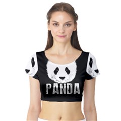 Panda  Short Sleeve Crop Top by Valentinaart