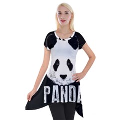 Panda  Short Sleeve Side Drop Tunic by Valentinaart