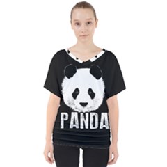 Panda  V-neck Dolman Drape Top by Valentinaart