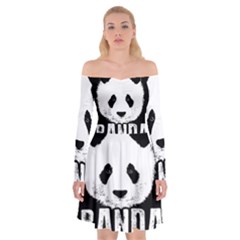 Panda  Off Shoulder Skater Dress by Valentinaart