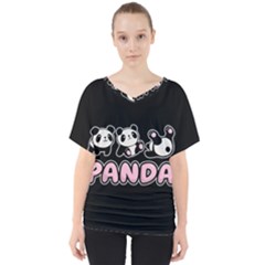 Panda  V-neck Dolman Drape Top