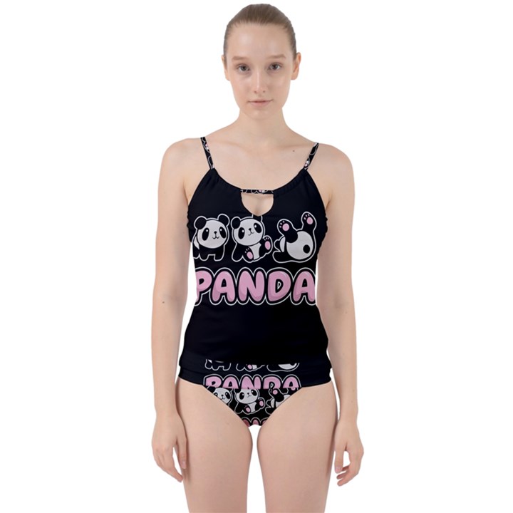 Panda  Cut Out Top Tankini Set