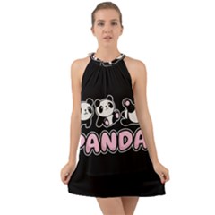 Panda  Halter Tie Back Chiffon Dress by Valentinaart