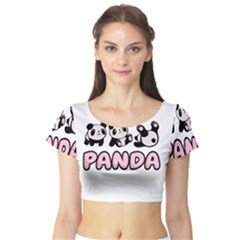 Panda  Short Sleeve Crop Top by Valentinaart