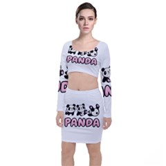 Panda  Long Sleeve Crop Top & Bodycon Skirt Set by Valentinaart