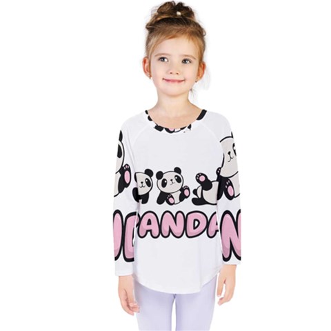 Panda  Kids  Long Sleeve Tee by Valentinaart