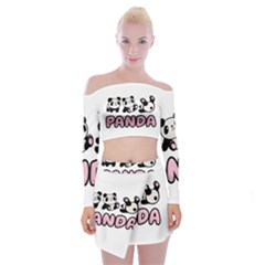 Panda  Off Shoulder Top With Mini Skirt Set by Valentinaart