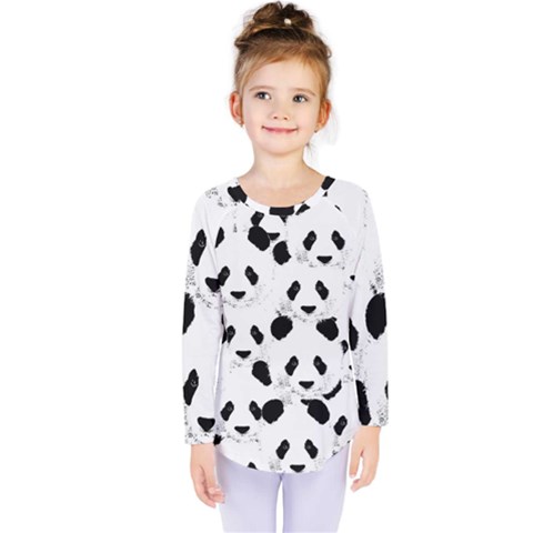 Panda Pattern Kids  Long Sleeve Tee by Valentinaart