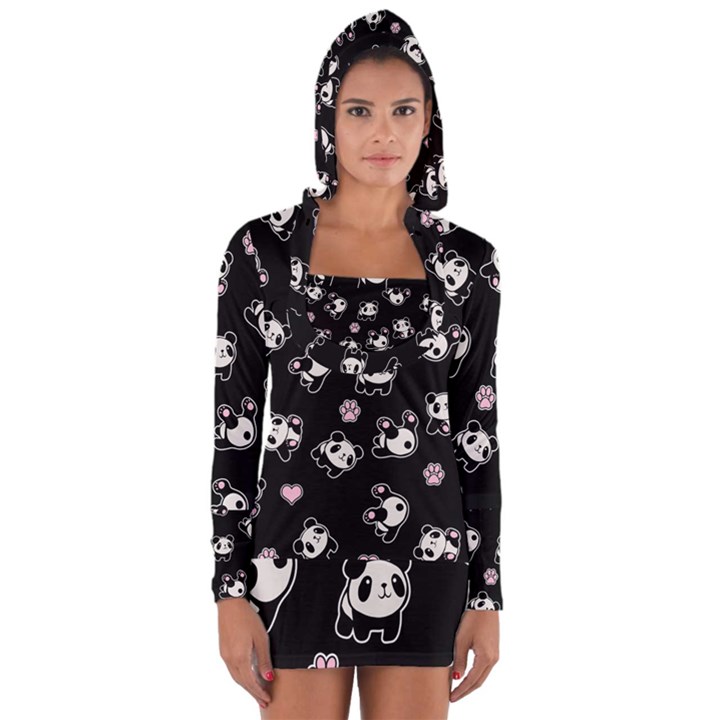 Panda pattern Long Sleeve Hooded T-shirt