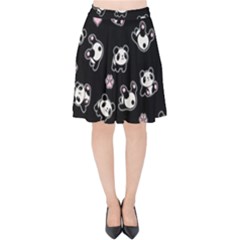 Panda Pattern Velvet High Waist Skirt by Valentinaart