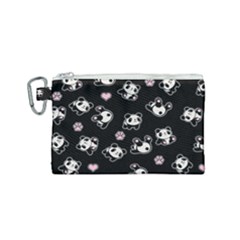 Panda Pattern Canvas Cosmetic Bag (small) by Valentinaart