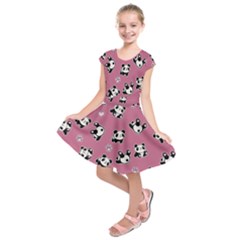 Panda Pattern Kids  Short Sleeve Dress by Valentinaart