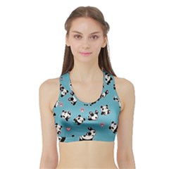 Panda Pattern Sports Bra With Border by Valentinaart