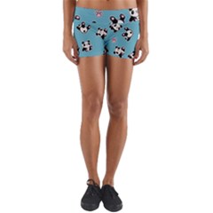 Panda Pattern Yoga Shorts by Valentinaart