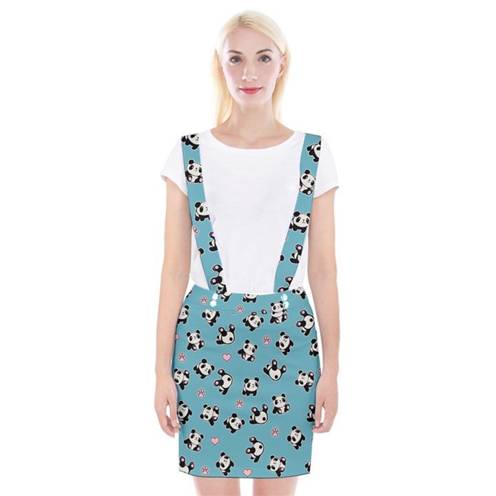 Panda pattern Braces Suspender Skirt