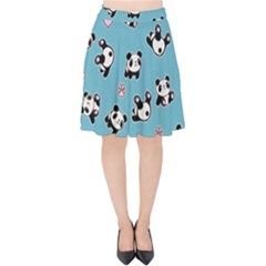 Panda Pattern Velvet High Waist Skirt by Valentinaart