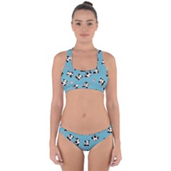 Panda Pattern Cross Back Hipster Bikini Set by Valentinaart