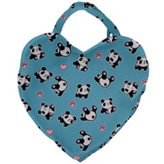 Panda Pattern Giant Heart Shaped Tote by Valentinaart