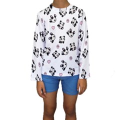 Panda Pattern Kids  Long Sleeve Swimwear by Valentinaart