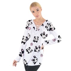 Panda Pattern Tie Up Tee by Valentinaart